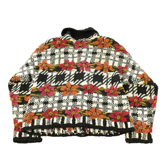 Vintage 1990s Jennifer & Company Hand Knit Floral Cardigan Sweater Women's S from propervintagecanada