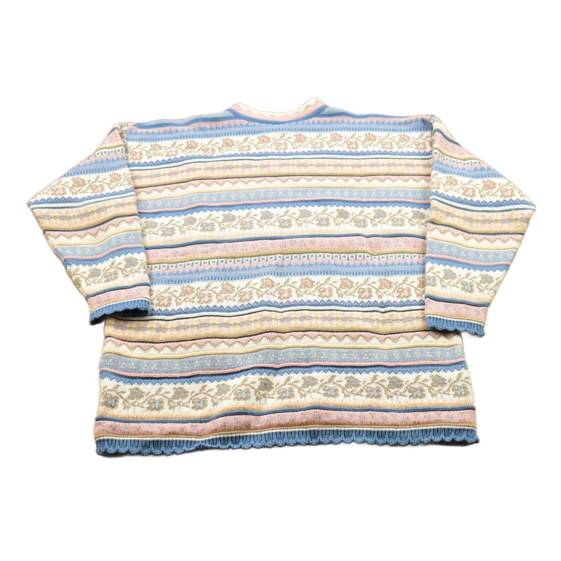 Vintage 1990s Jennifer Moore Patterned Wool Knit Sweater Men's Large from propervintagecanada