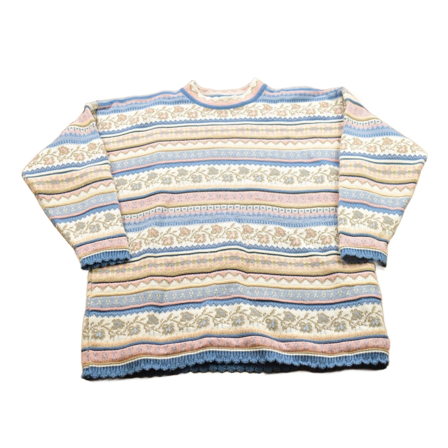 Vintage 1990s Jennifer Moore Patterned Wool Knit Sweater Men's Large from propervintagecanada