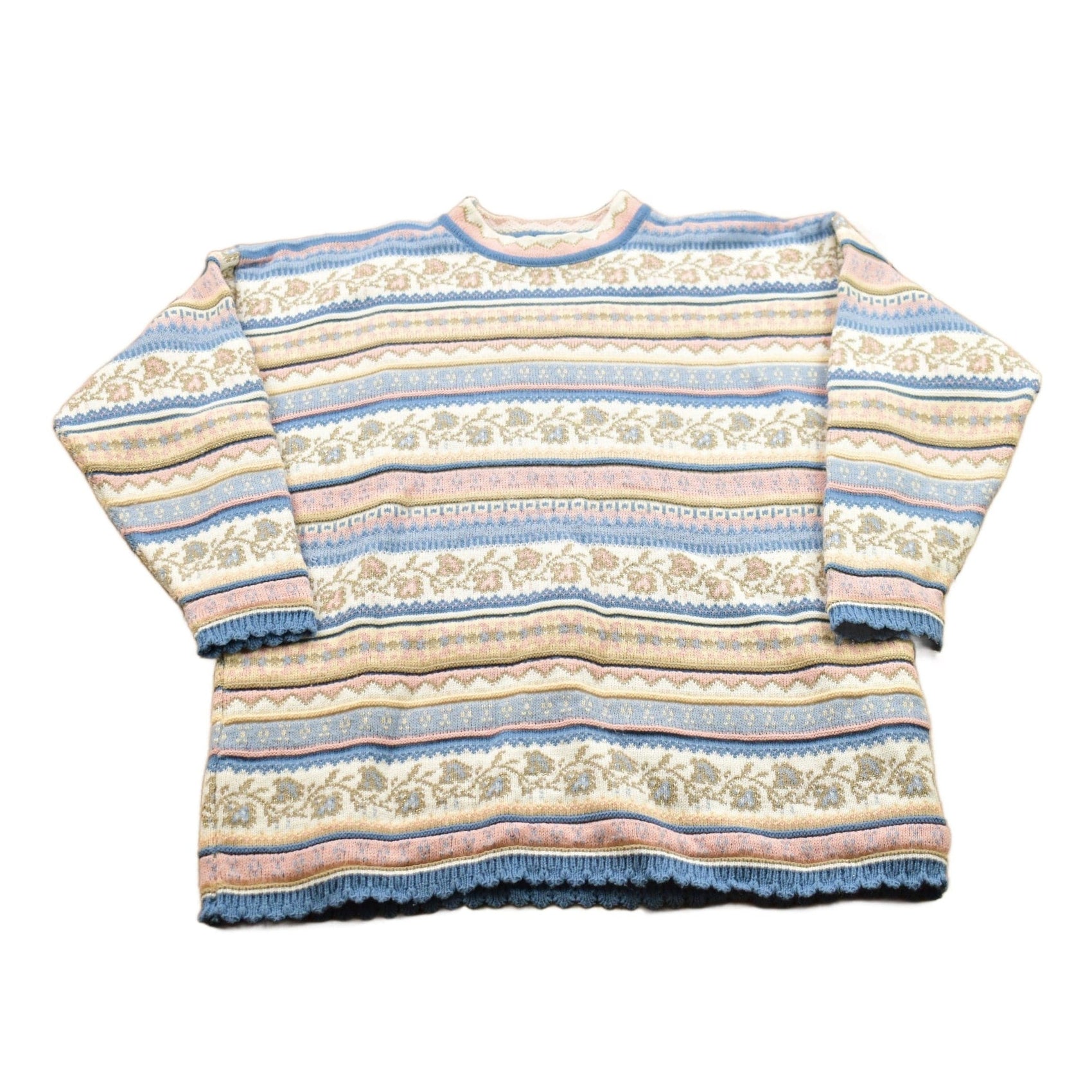 Vintage 1990s Jennifer Moore Patterned Wool Knit Sweater Men's Large from propervintagecanada