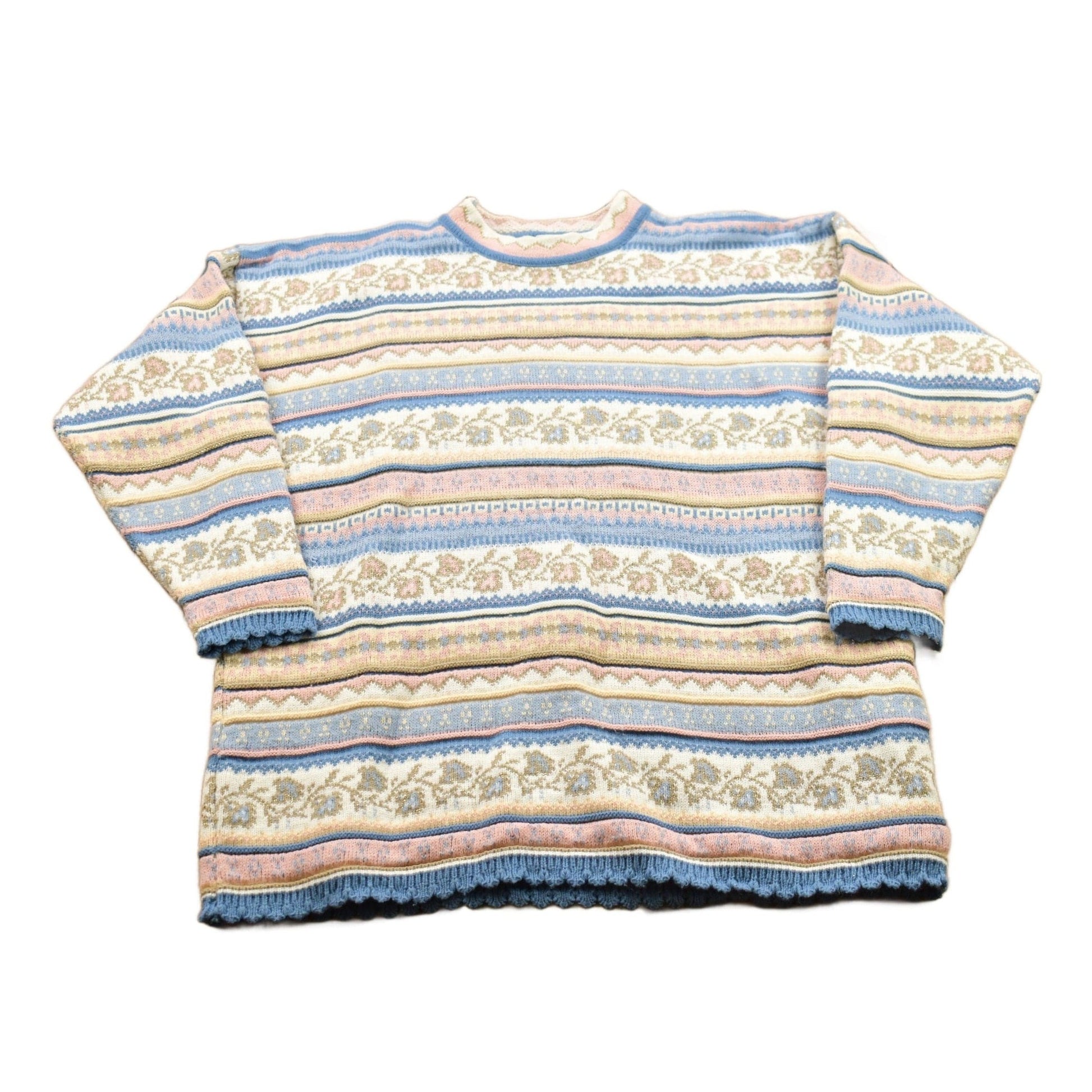 Vintage 1990s Jennifer Moore Patterned Wool Knit Sweater Men's Large from propervintagecanada