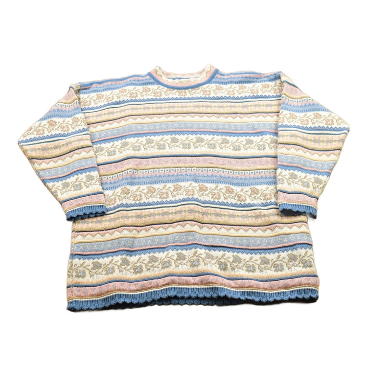 Vintage 1990s Jennifer Moore Patterned Wool Knit Sweater Men's Large from propervintagecanada