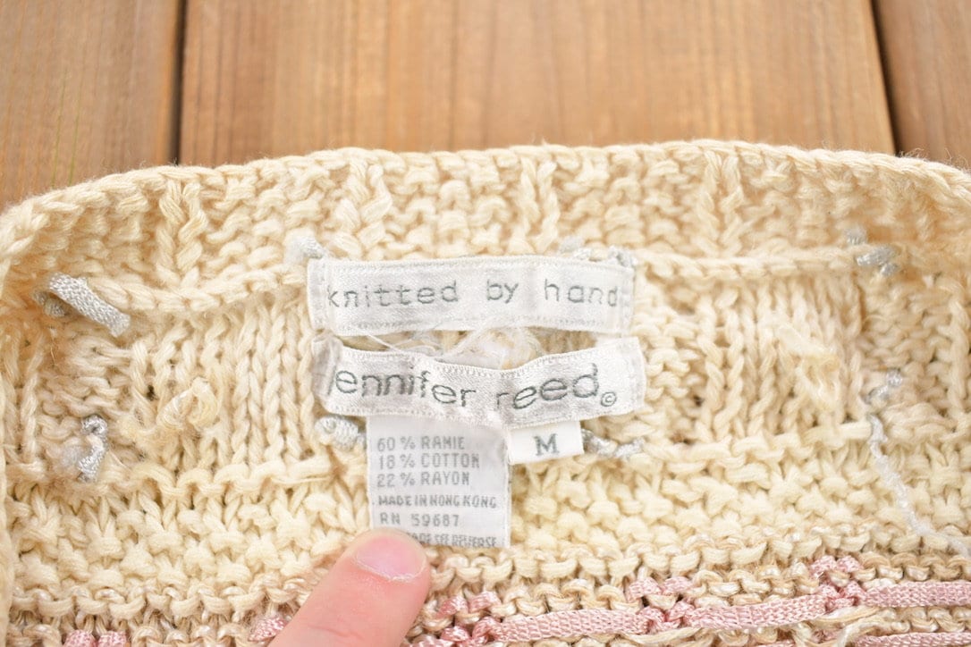 Vintage 1990s Jennifer Reed Hand Knit Cardigan Sweater Women's M from propervintagecanada