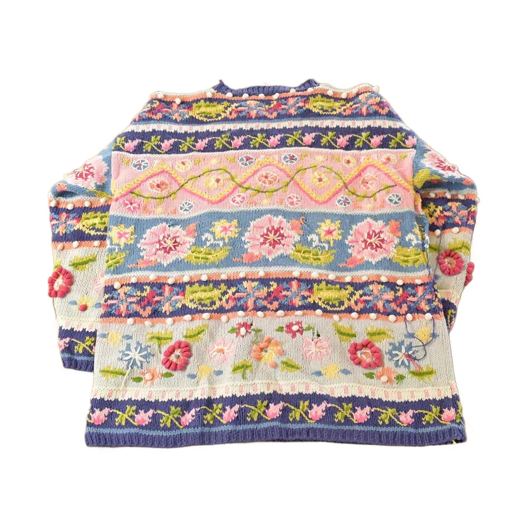Vintage 1990s Jennifer Reed Hand Knit Floral Crewneck Sweater Women's Small from propervintagecanada