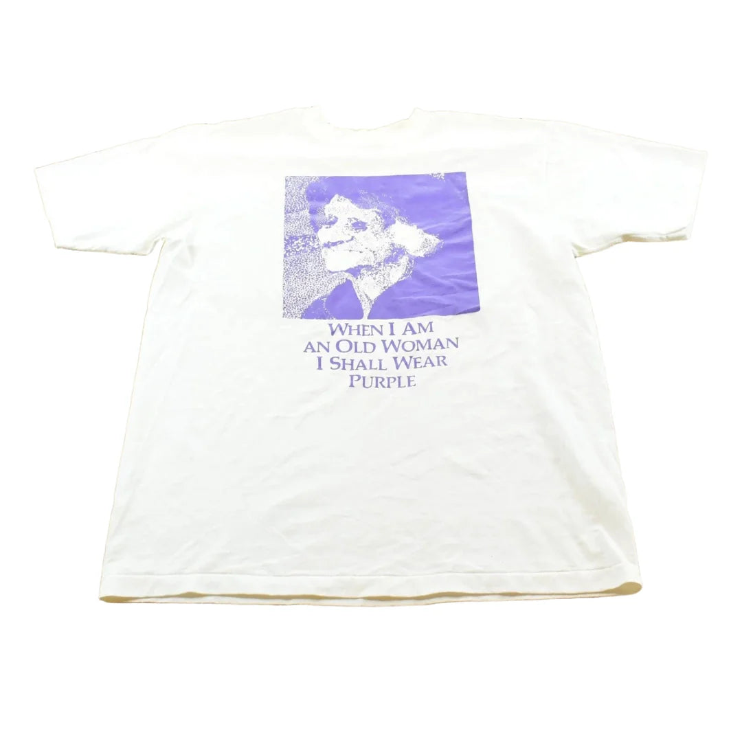 Vintage 1990s Jenny Joseph Warning Woman In Purple Single Stitch T-Shirt Mens M from propervintagecanada