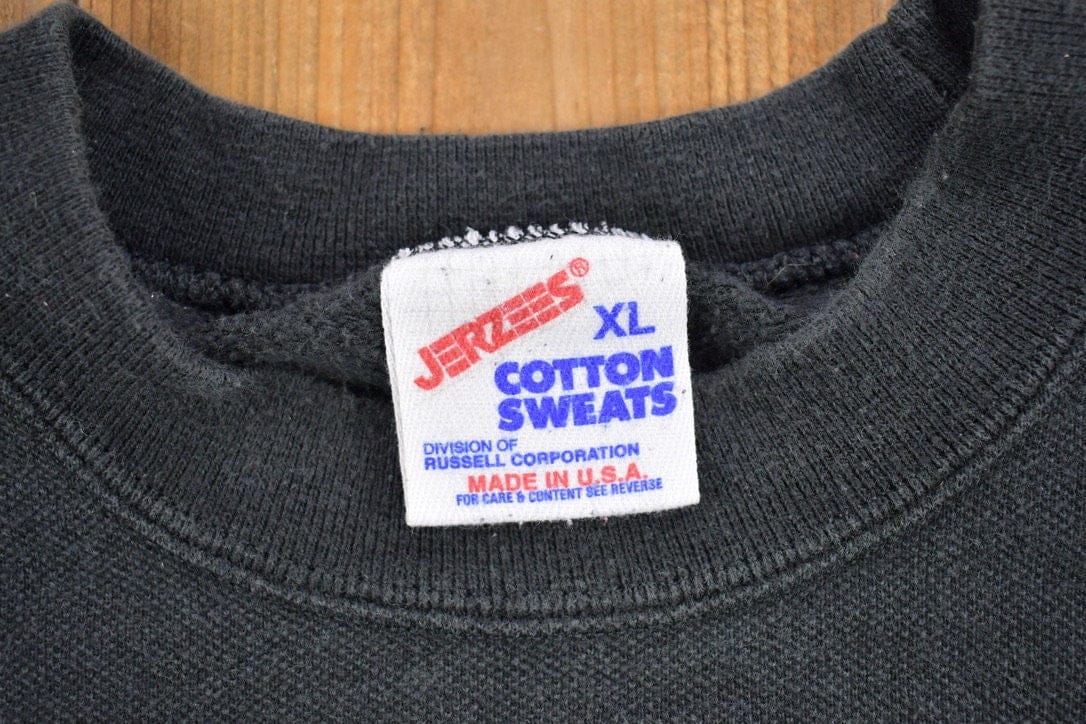 Vintage 1990s Jerzees Blank Black Crewneck Sweatshirt Men's Large from propervintagecanada