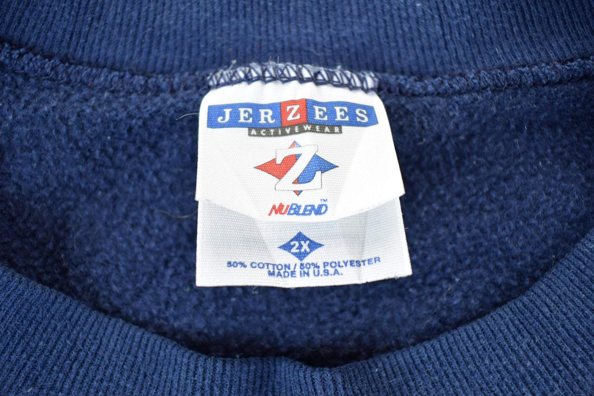 Vintage 1990s Jerzees Blank Blue Crewneck Sweatshirt Men's 2XL from propervintagecanada