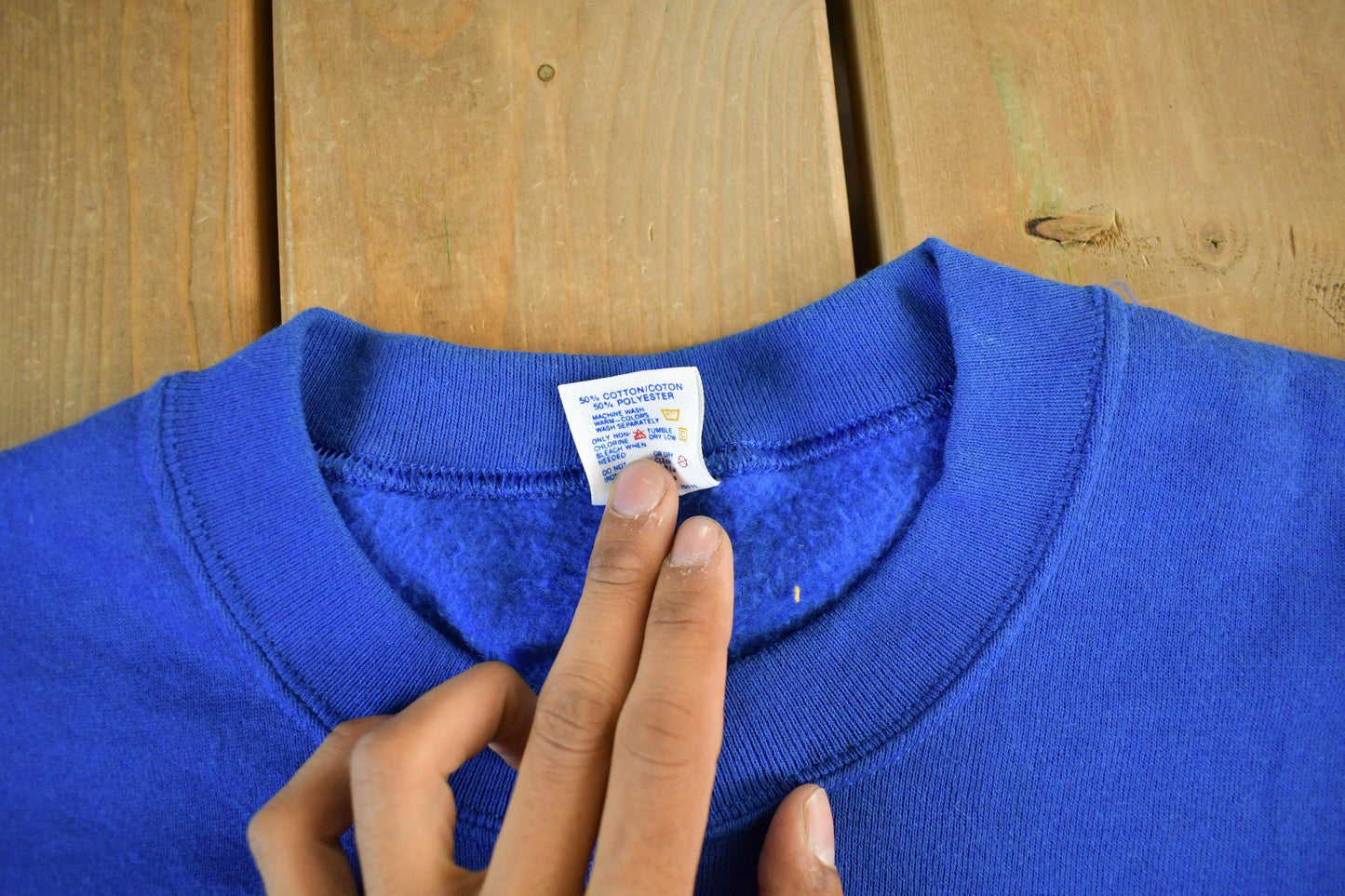 Vintage 1990s Jerzees Blank Blue Crewneck Sweatshirt Men's 3X from propervintagecanada
