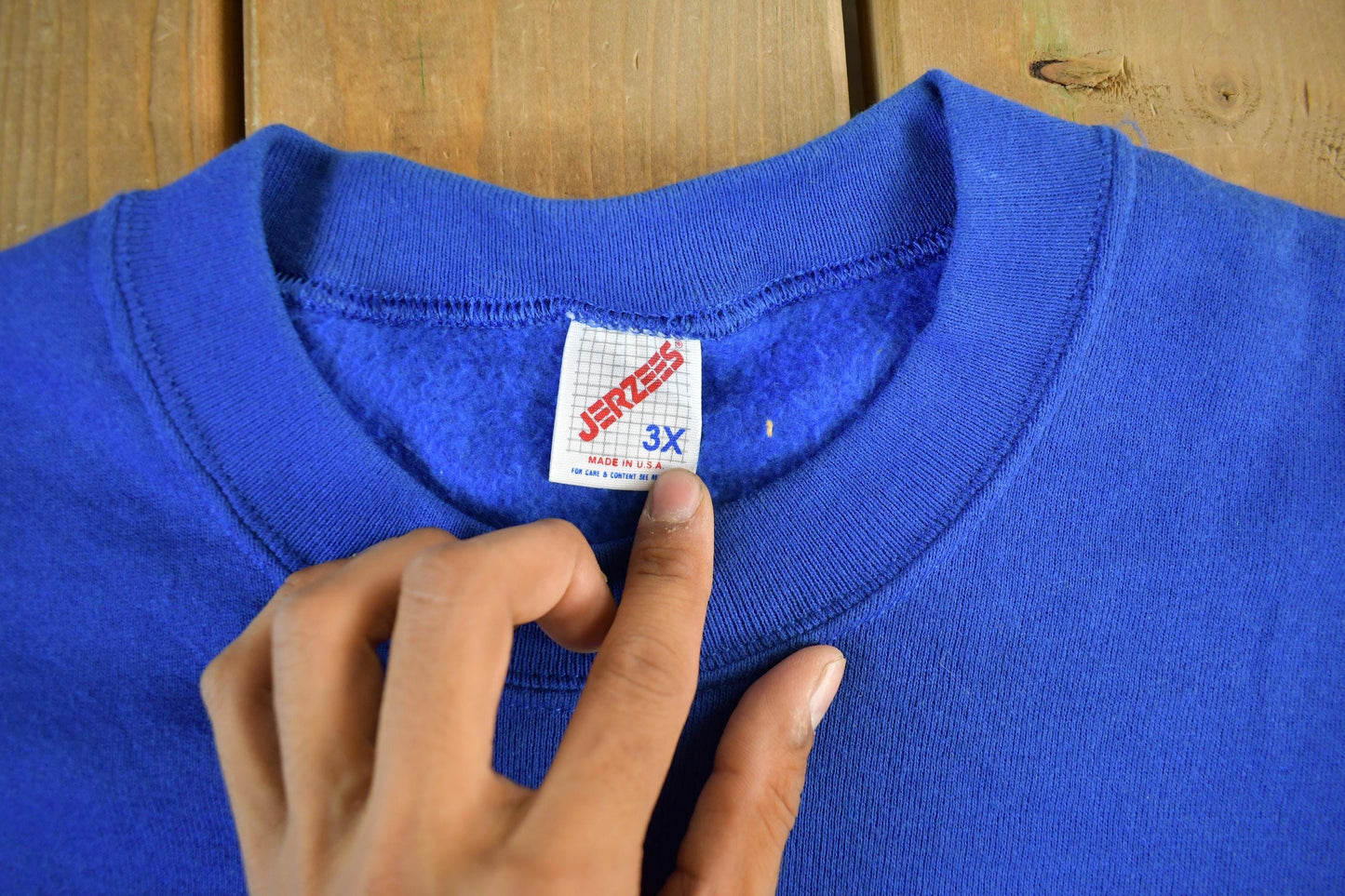 Vintage 1990s Jerzees Blank Blue Crewneck Sweatshirt Men's 3X from propervintagecanada