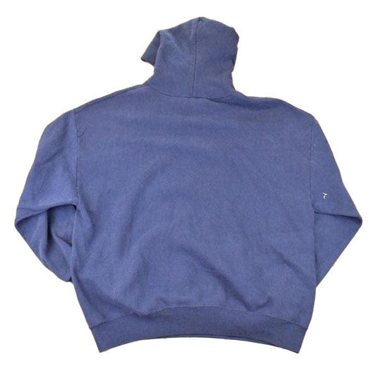 Vintage 1990s Jerzees Blank Navy Hoodie Sweatshirt Men's L from propervintagecanada