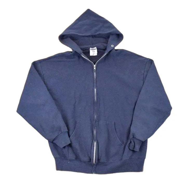Vintage 1990s Jerzees Full Zip Blank Hoodie Sweatshirt Mens L from propervintagecanada