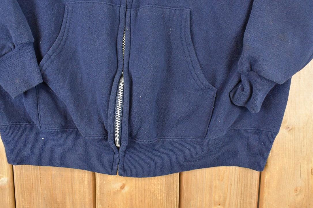 Vintage 1990s Jerzees Full Zip Blank Hoodie Sweatshirt Mens L from propervintagecanada