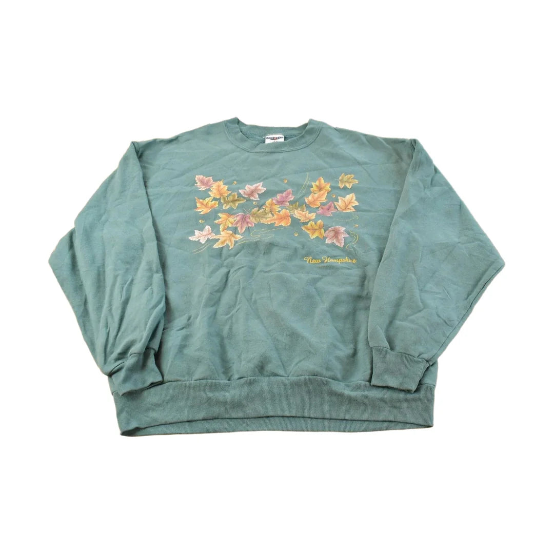 Vintage 1990s Jerzees New Hampshire Autumn Leaves Crewneck Sweater Men's L from propervintagecanada
