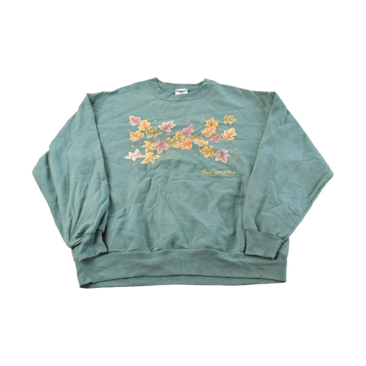 Vintage 1990s Jerzees New Hampshire Autumn Leaves Crewneck Sweater Men's L from propervintagecanada