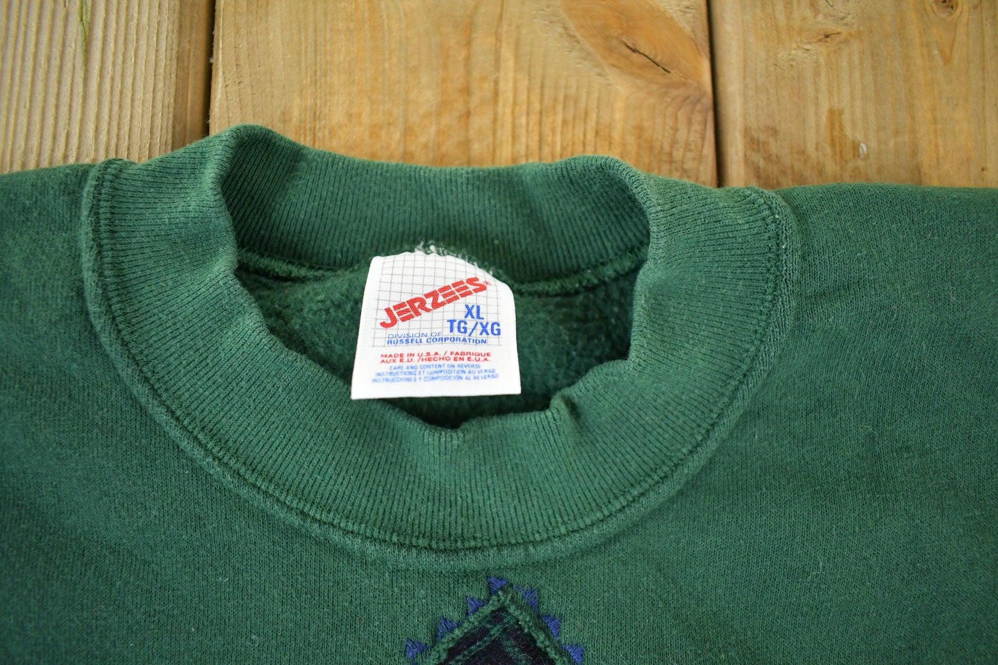 Vintage 1990s Jerzees Plaid Pattern Cute Crewneck Sweater Men's Large from propervintagecanada