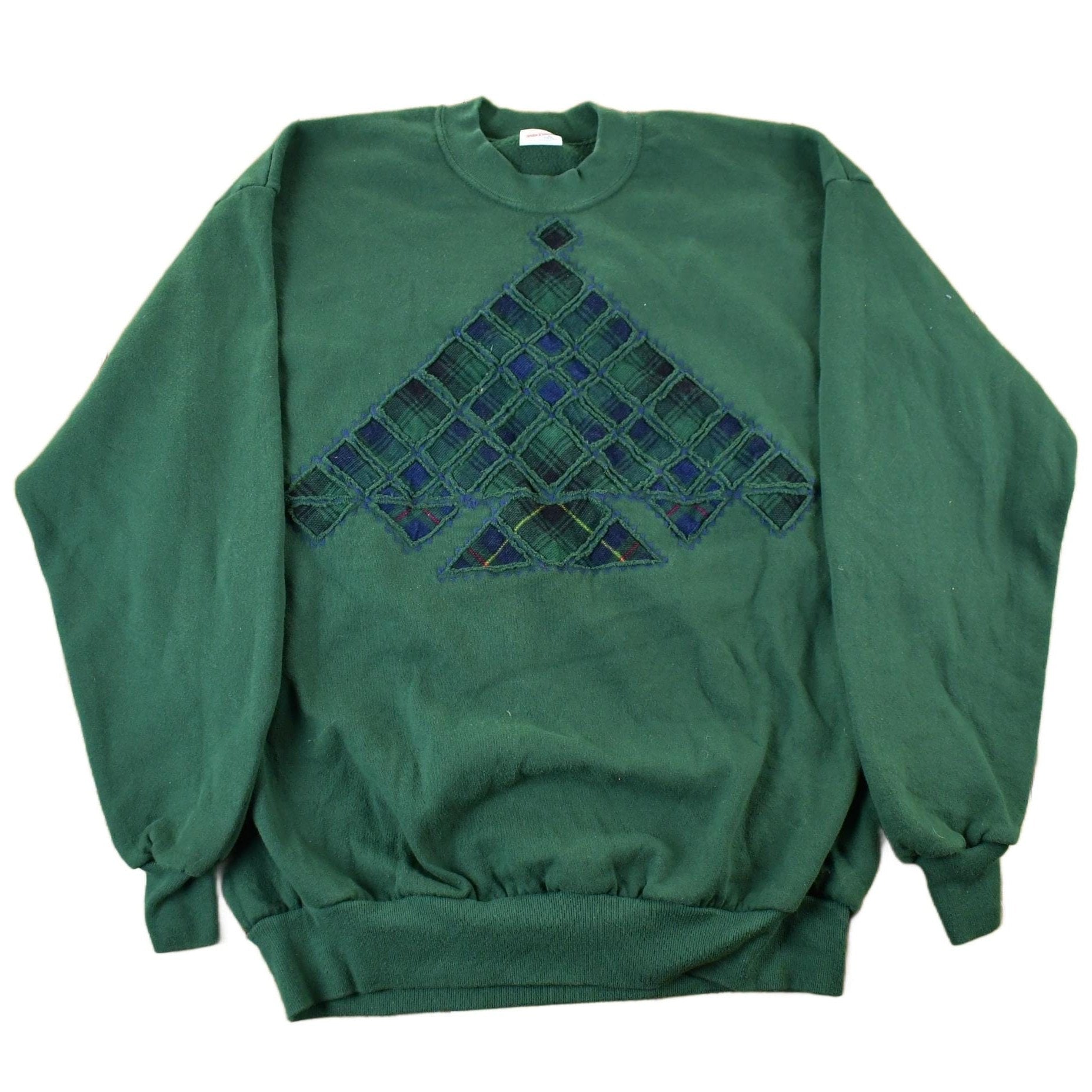 Vintage 1990s Jerzees Plaid Pattern Cute Crewneck Sweater Men's Large from propervintagecanada