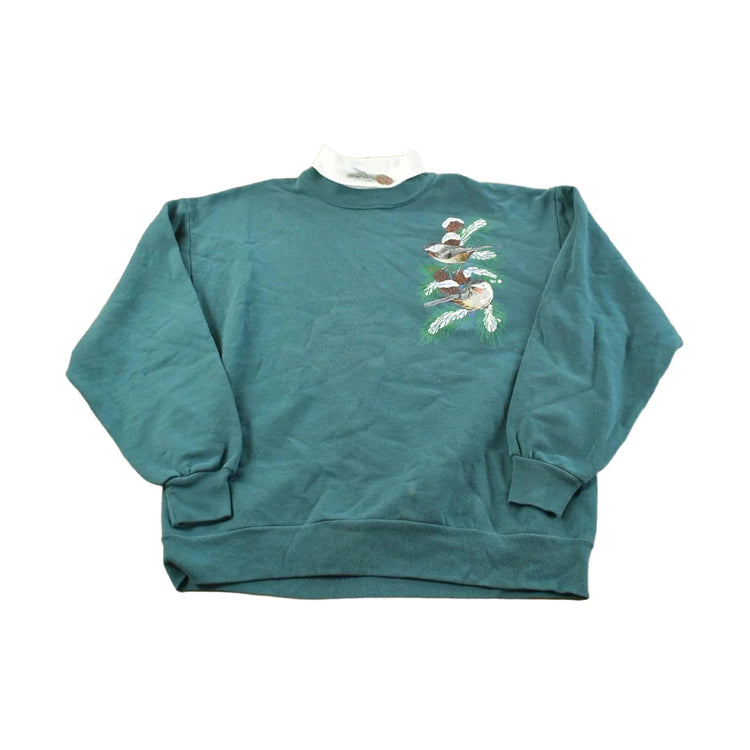 Vintage 1990s Jerzees Snow Birds Turtleneck Crewneck Sweater Men's M from propervintagecanada