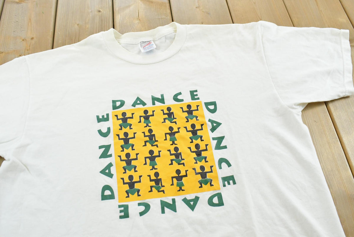 Vintage 1990s Jerzees Stick Figure Art Dance T-Shirt Mens S from propervintagecanada