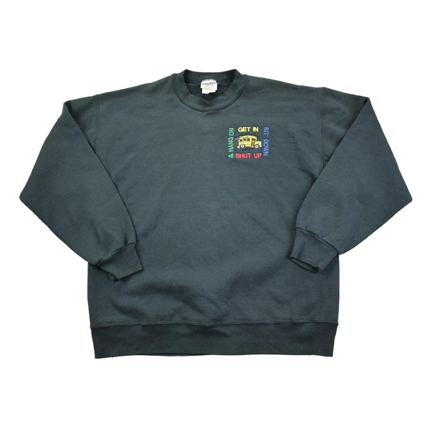 Vintage 1990s Jerzees Supersweats Embroidered Bus Crewneck Sweatshirt Men's L from propervintagecanada