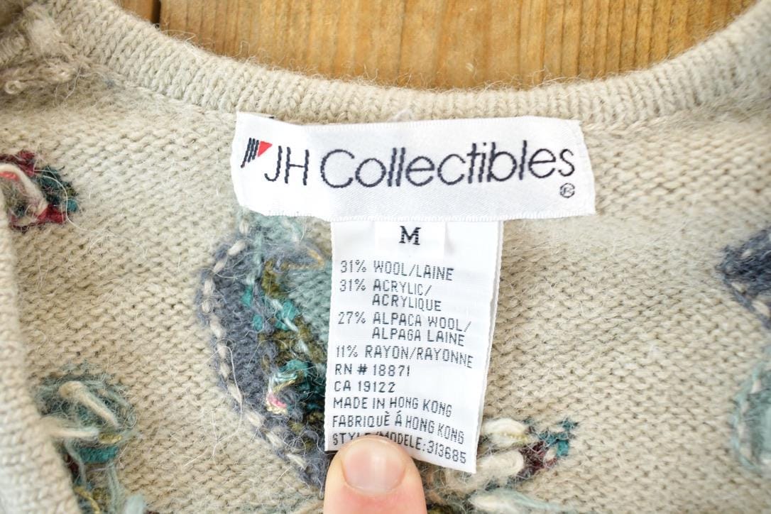 Vintage 1990s JH Collectibles Button Up Wool Knit Sweater Womens M from propervintagecanada
