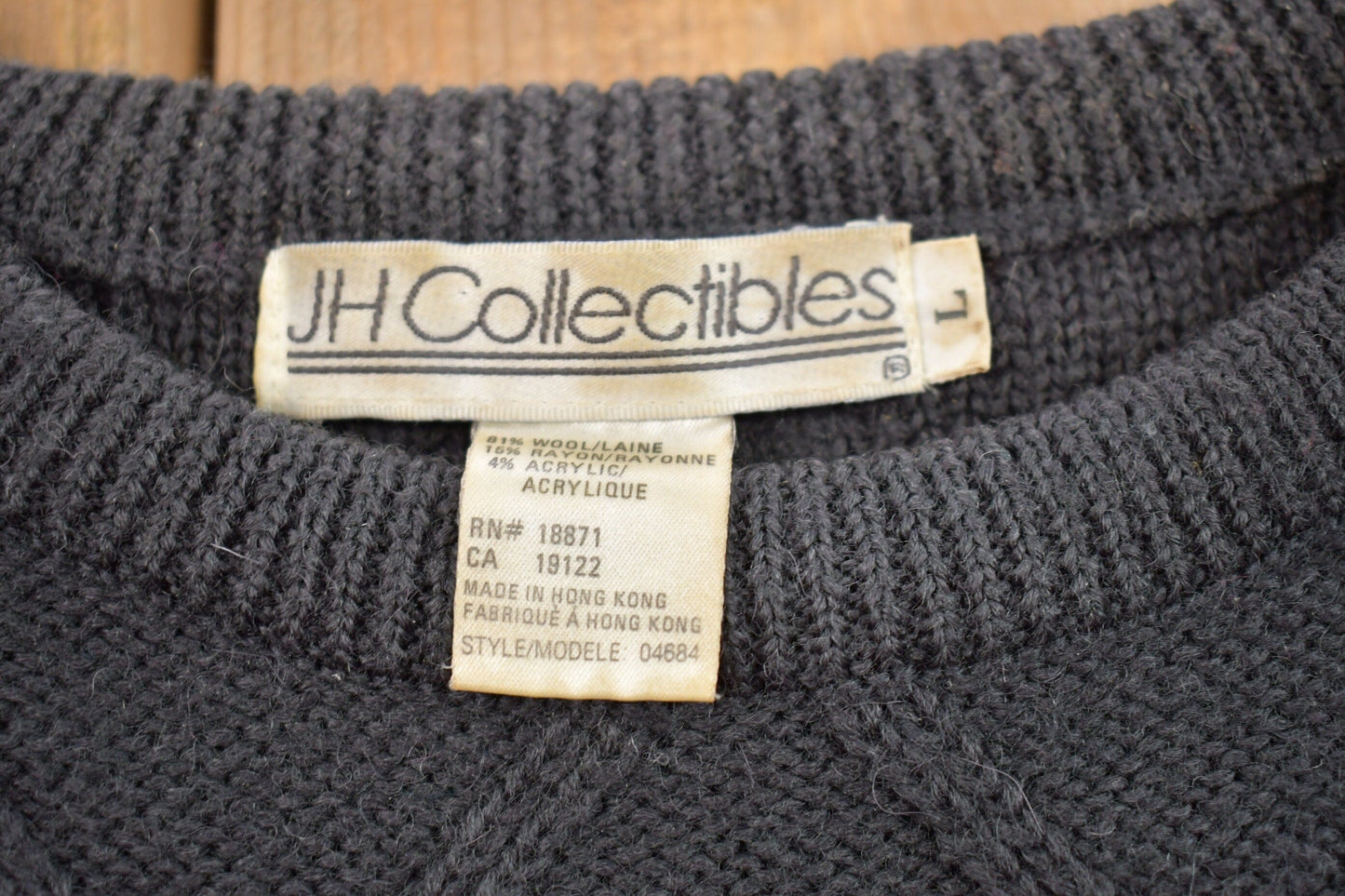 Vintage 1990s JH Collectibles Wool Knitted Crewneck Sweater Men's Small from propervintagecanada