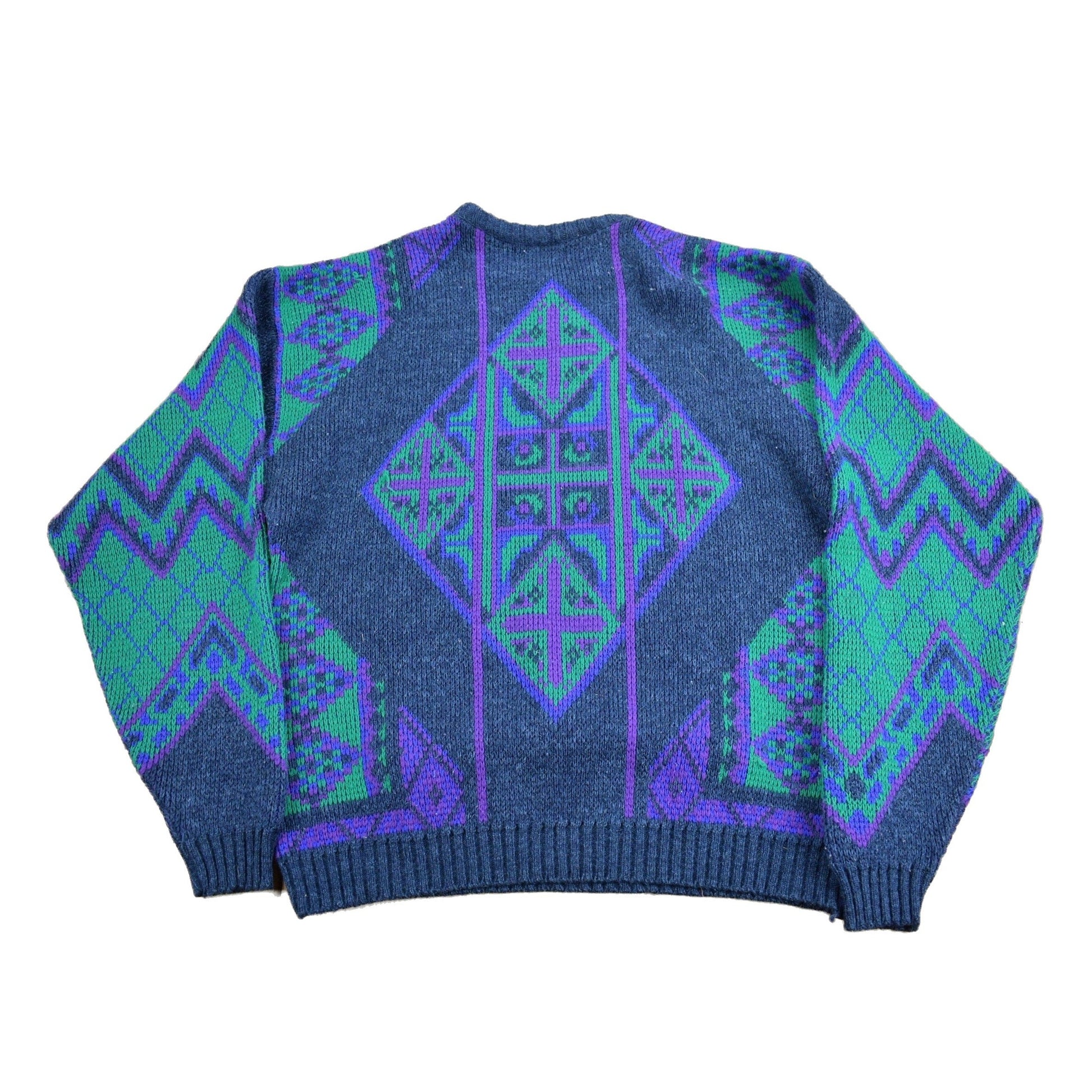 Vintage 1990s JJ Cochran Abstract Pattern Knit Crewneck Sweater Men's Medium from propervintagecanada
