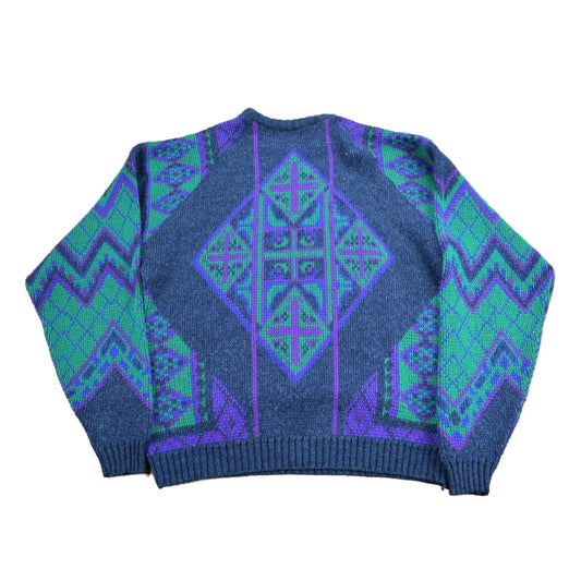 Vintage 1990s JJ Cochran Abstract Pattern Knit Crewneck Sweater Men's Medium from propervintagecanada