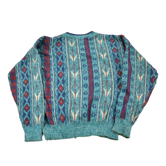 Vintage 1990s JJ Cochran Abstract Pattern Knit Crewneck Sweater Men's Medium from propervintagecanada