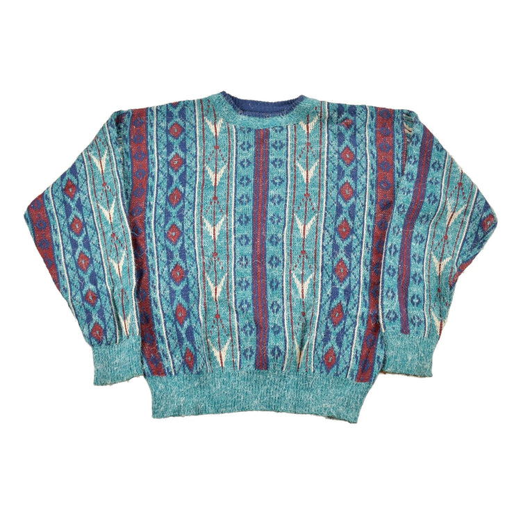 Vintage 1990s JJ Cochran Abstract Pattern Knit Crewneck Sweater Men's Medium from propervintagecanada