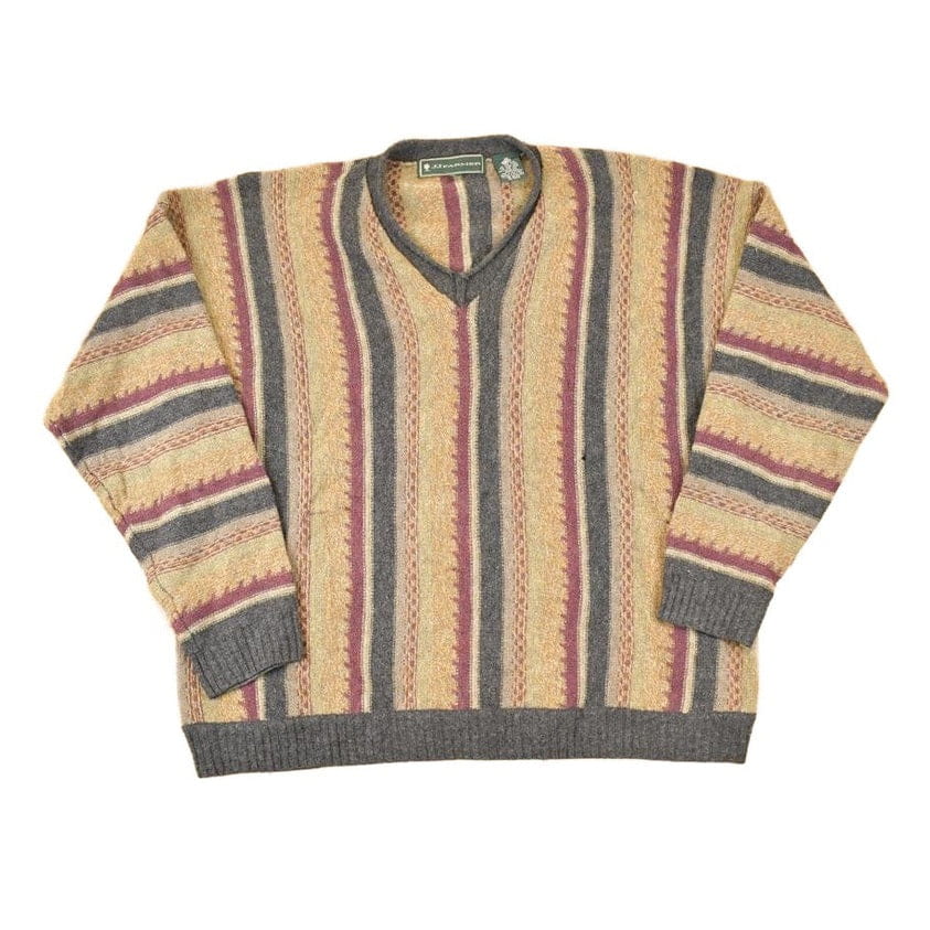 Vintage 1990s JJ Farmer Wool Knit V Neck Sweater Men's XL from propervintagecanada