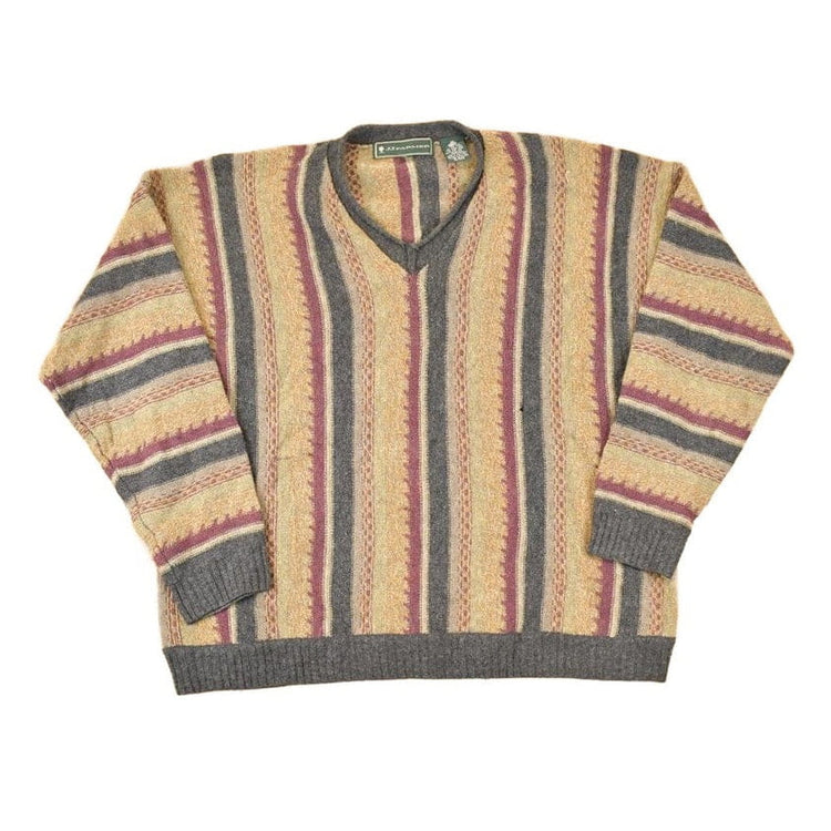 Vintage 1990s JJ Farmer Wool Knit V Neck Sweater Men's XL from propervintagecanada