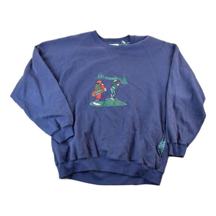 Vintage 1990s John Ashford Golf Crewneck Plaid Heavyweight Sweatshirt Men's XL from propervintagecanada