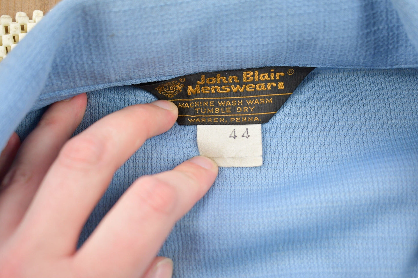 Vintage 1990s John Blair Blank Blue Button Up Shirt from propervintagecanada