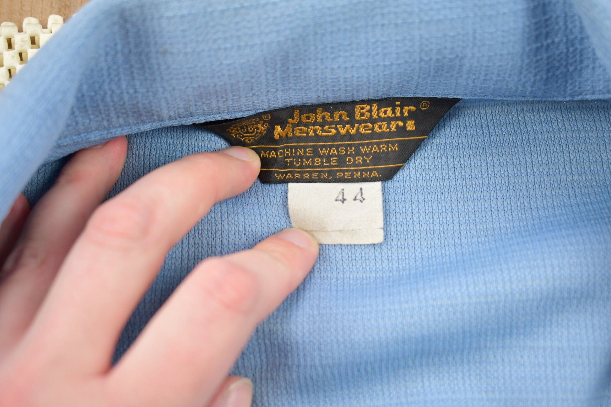 Vintage 1990s John Blair Blank Blue Button Up Shirt from propervintagecanada
