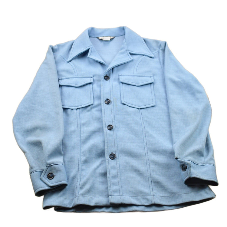 Vintage 1990s John Blair Blank Blue Button Up Shirt from propervintagecanada