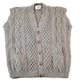 Vintage 1990s John Molloy Cable Knit Perfect Mild Distress Cardigan Sweater Vest Made In Ireland from propervintagecanada