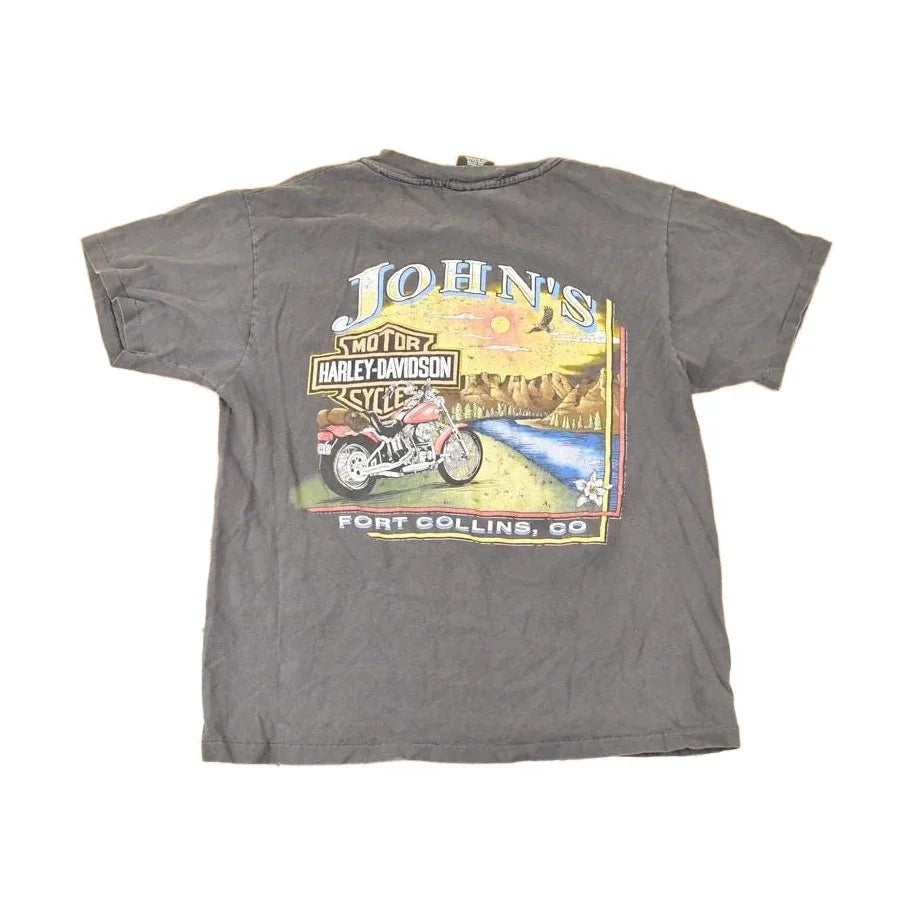 Vintage 1990s John's Fort Collins Harley Davidson Motorcycles Biker T-Shirt Men's M from propervintagecanada