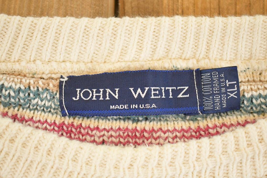 Vintage 1990s John Weitz Knit Crewneck Sweater Men's XL from propervintagecanada