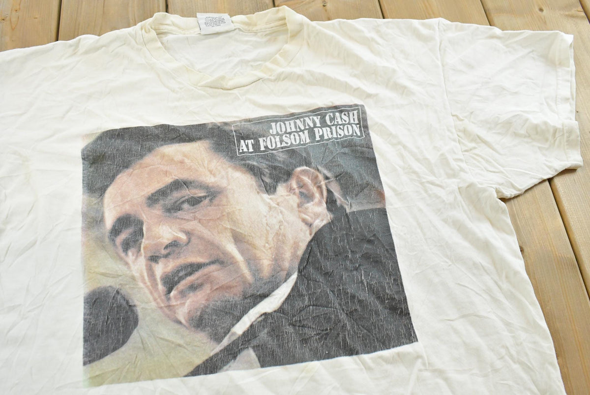 Vintage 1990s Johnny Cash At Folsom Prison Country Music T-Shirt Men's L from propervintagecanada
