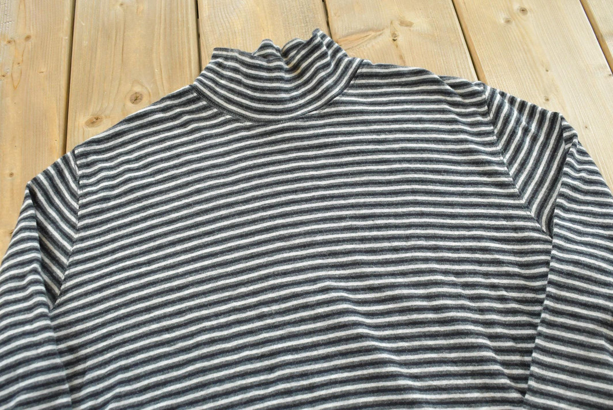 Vintage 1990s Jones New York Striped Mock Turtleneck Long Sleeve T-Shirt Womens L from propervintagecanada