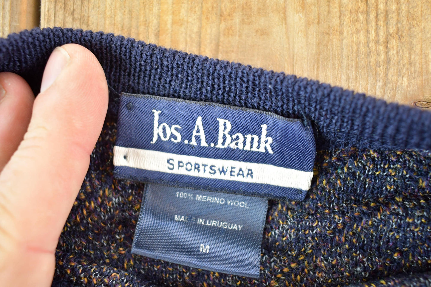Vintage 1990s Jos A Bank Merino Wool Knit Sweater Mens M from propervintagecanada