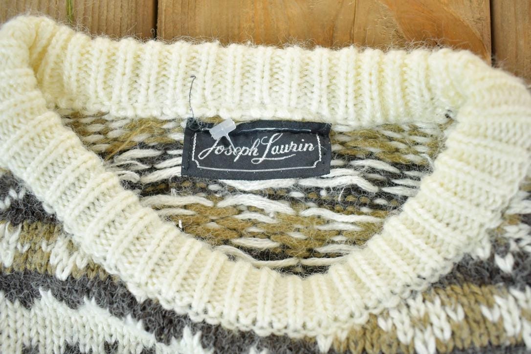 Vintage 1990s Joseph Laurin 100% Wool Knit Crewneck Sweater  SWomen's from propervintagecanada