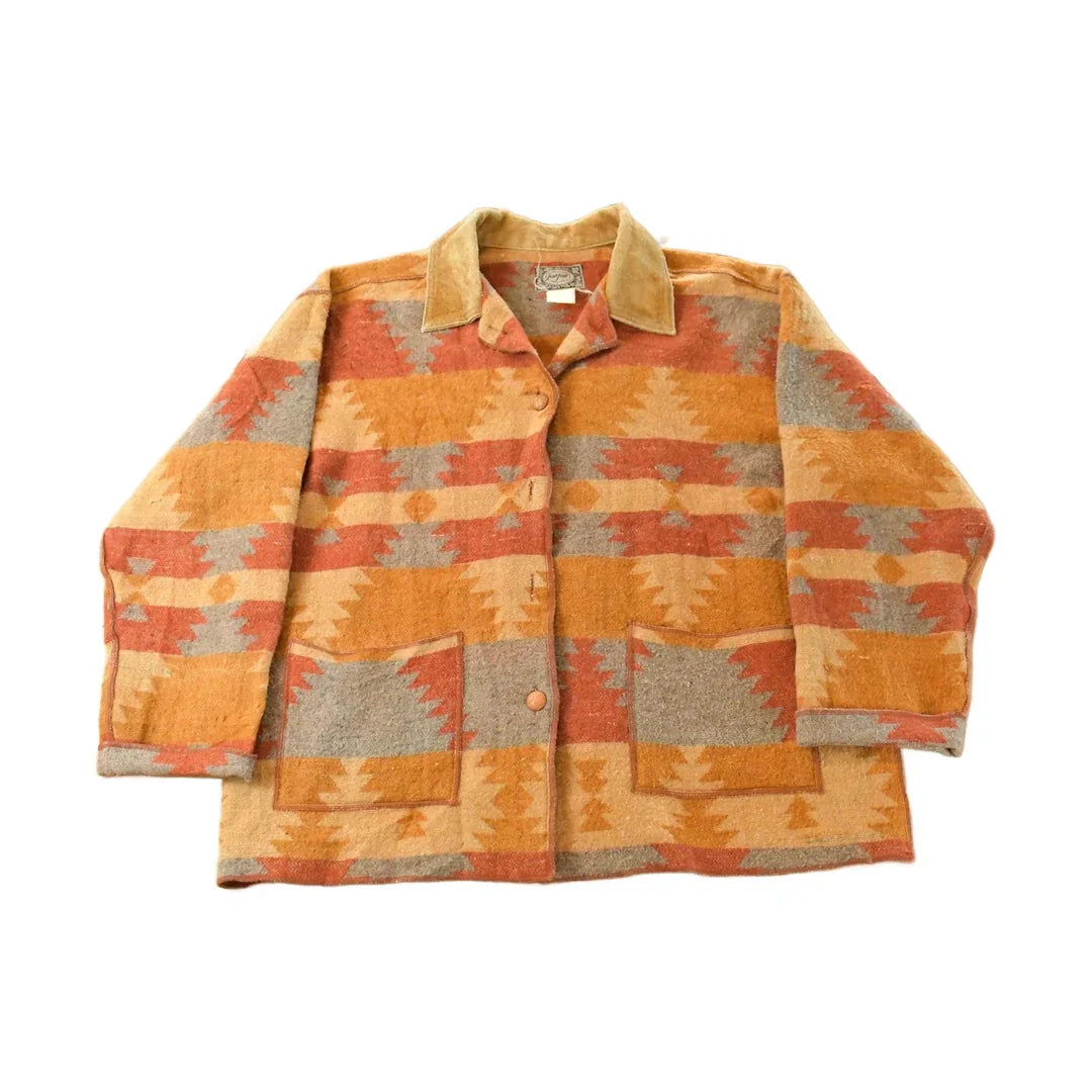 Vintage 1990s JouJou Aztec Wool Coat Women's XL / 90s Coat / South Western Jacket / Outdoors from propervintagecanada