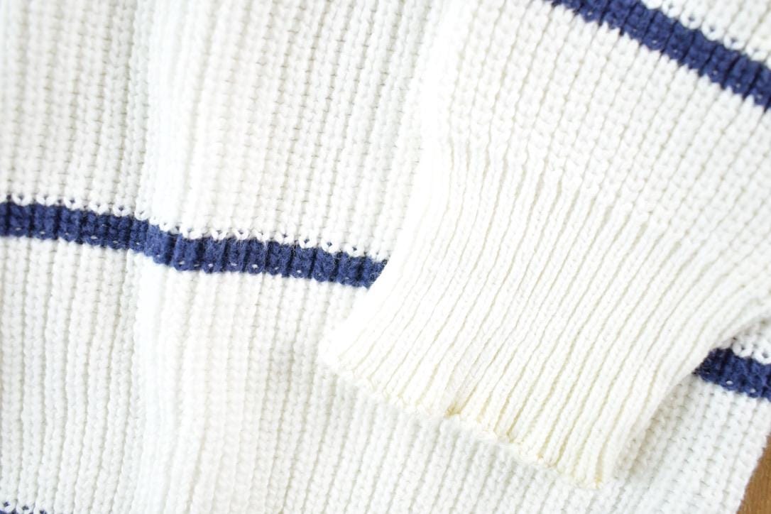 Vintage 1990s K Brand Yachting Knit Abstract Pattern Crewneck Sweater Mens XL from propervintagecanada