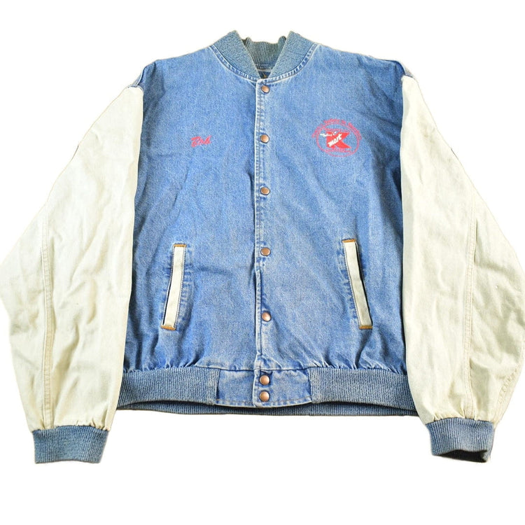 Vintage 1990s K Mart Denim Varsity Jacket Men's 2XL from propervintagecanada