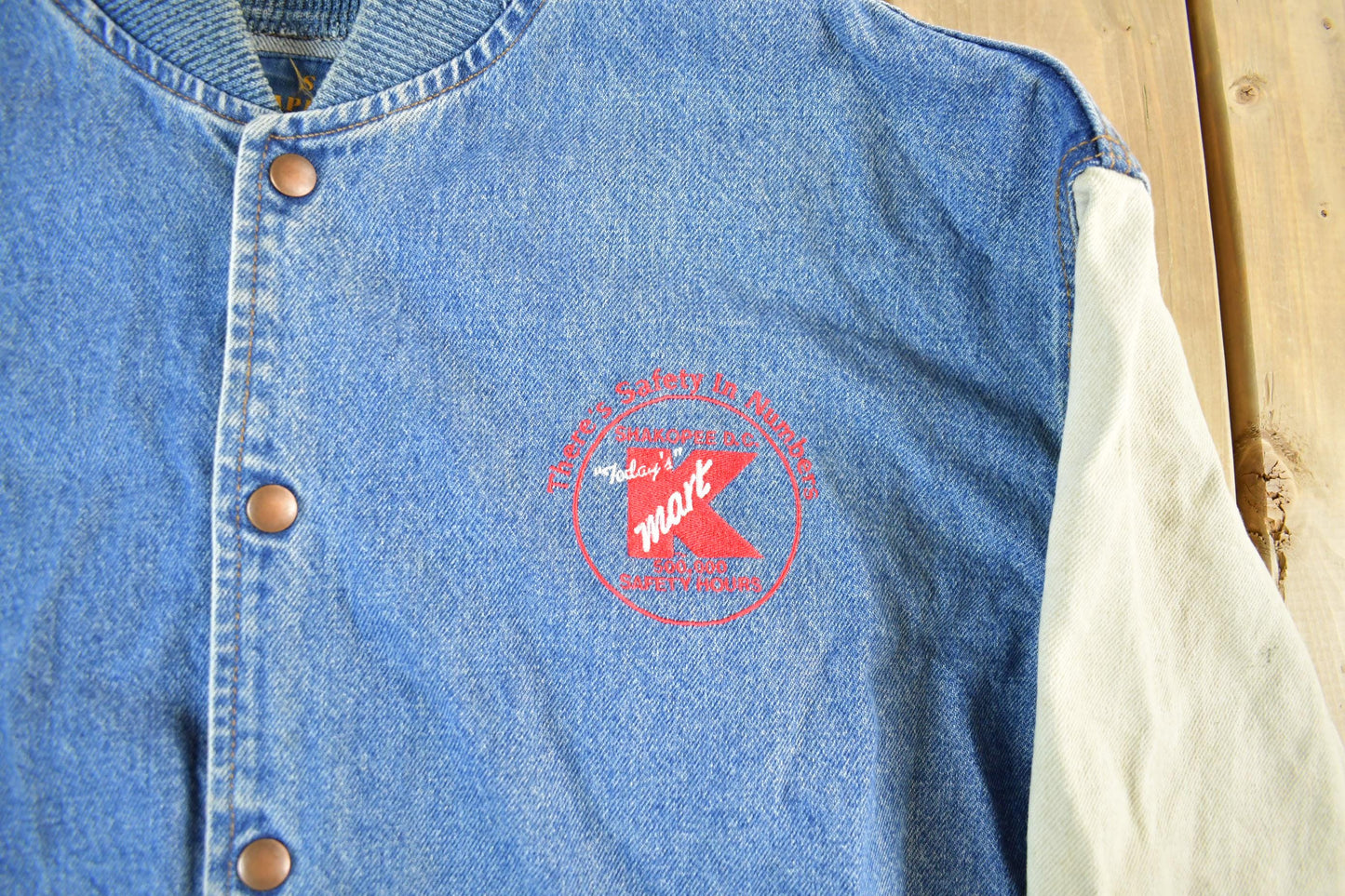 Vintage 1990s K Mart Denim Varsity Jacket Men's 2XL from propervintagecanada