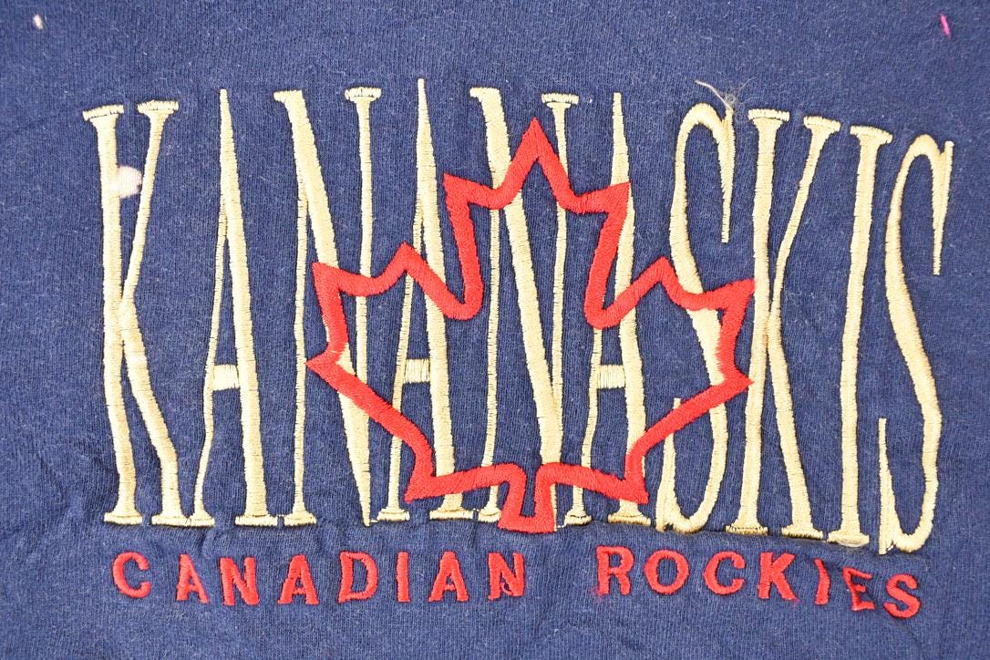 Vintage 1990s Kananaskis Canadian Rockies Embroidered Crewneck Sweatshirt Men's L from propervintagecanada