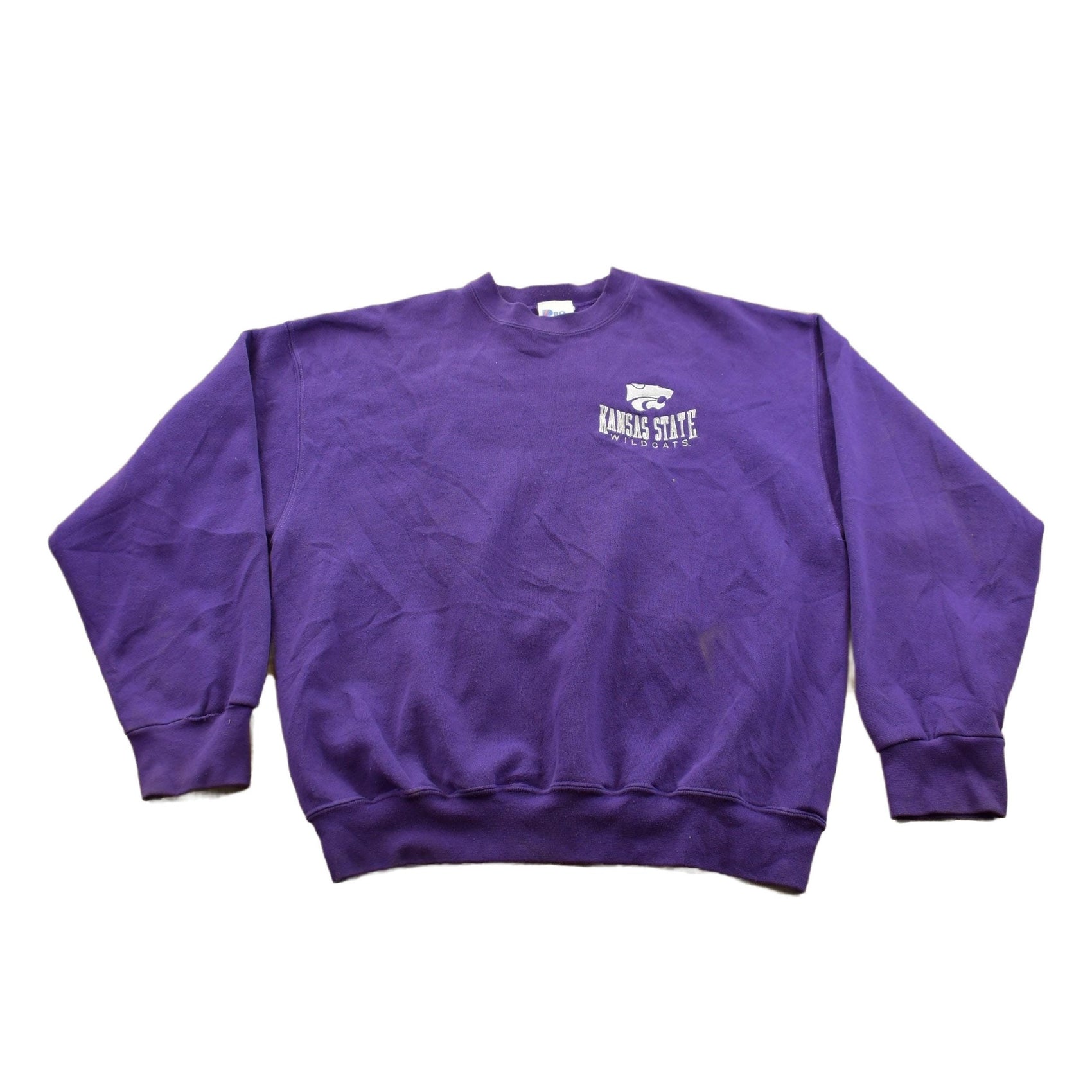Vintage 1990s Kansas State Wildcats Collegiate Embroidered Crewneck Made In USA Men's XL from propervintagecanada