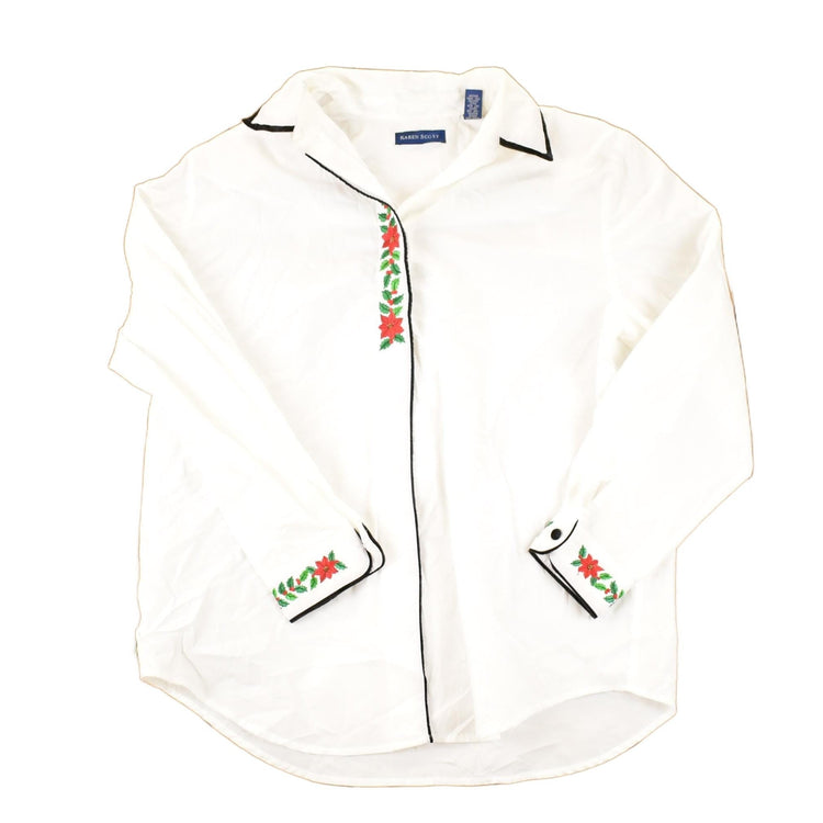 Vintage 1990s Karen Scott Floral christmas Button Up Shirt Women's L from propervintagecanada