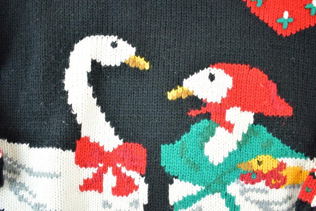 Vintage 1990s Karen Scott Love Ducks Country Style Knit Abstract Pattern Crewneck Sweater Men's Small from propervintagecanada